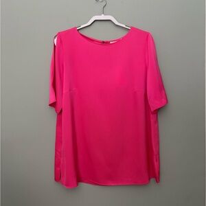 Hugo Boss Hot Pink Satin Short Sleeve Top Size 12